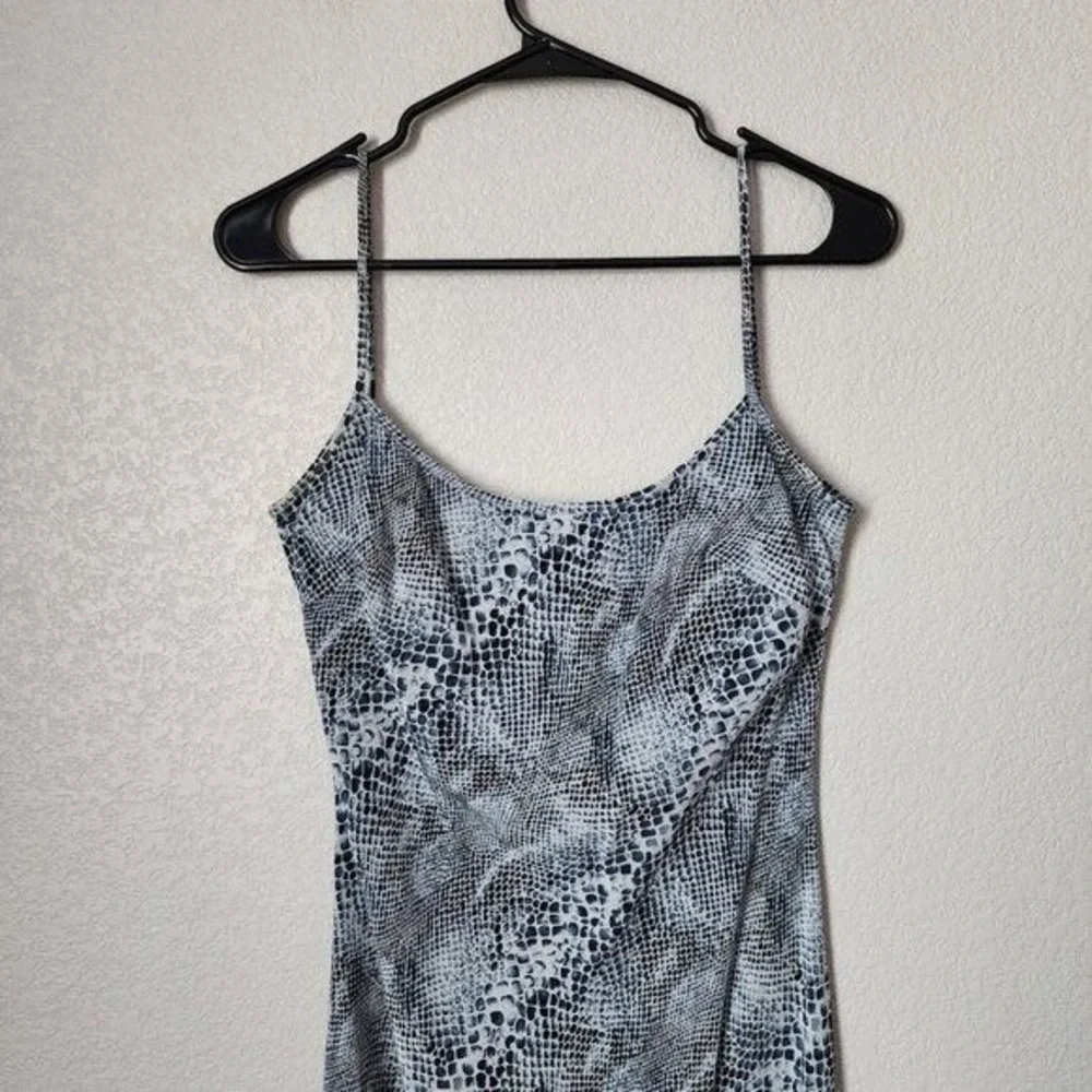 THE LIMITED 100% Silk Snake Print Slip Dress‎ Blue Gray Snakeskin Y2K Size 6